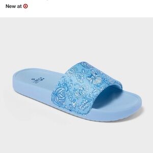 Roller Rabbit Blue Paisley Slide Sandals